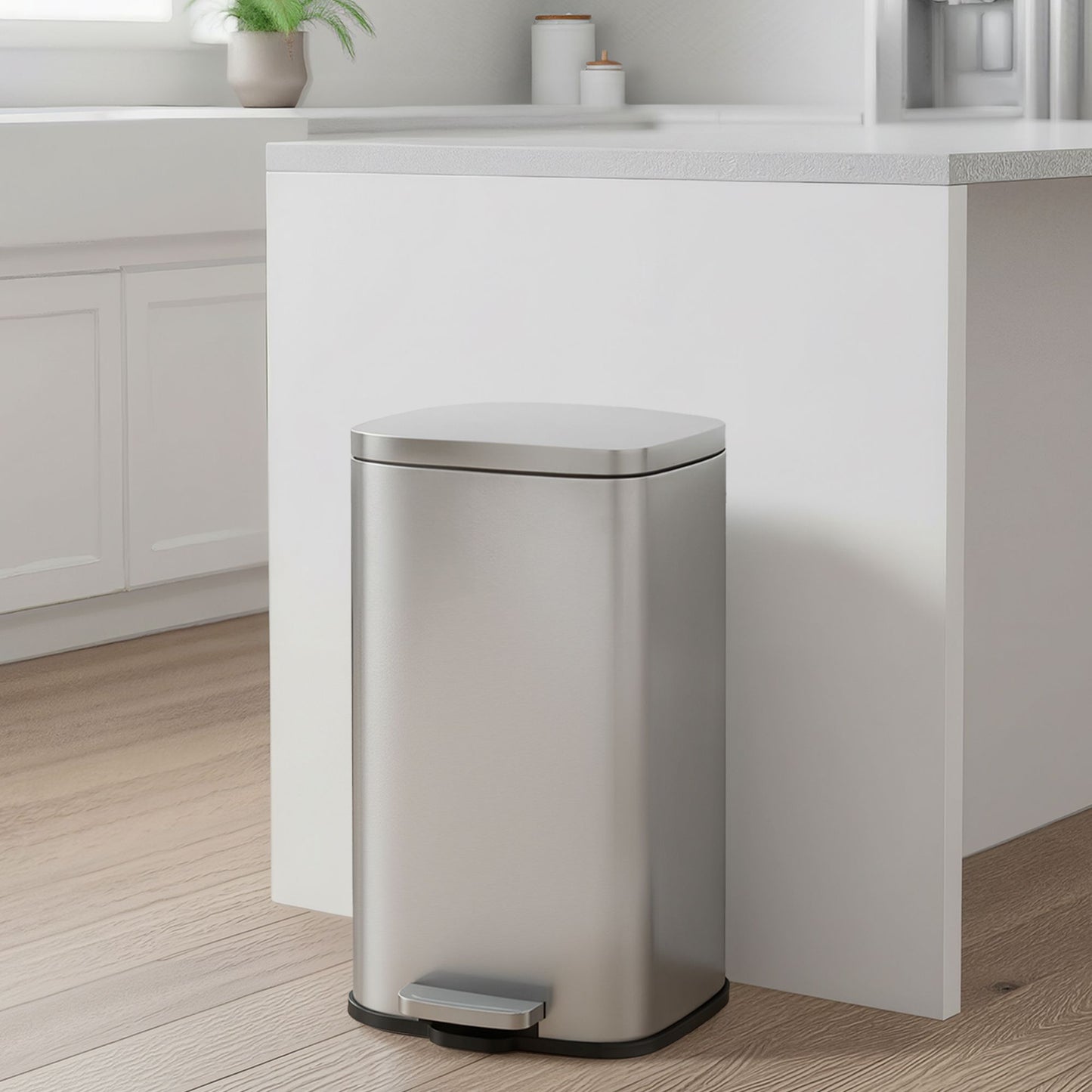 Pedal Rubbish Bin 30 L, Soft-Close Lid Kitchen Waste Bin with Inner Bucket, Steel, for Home, Green - image 22