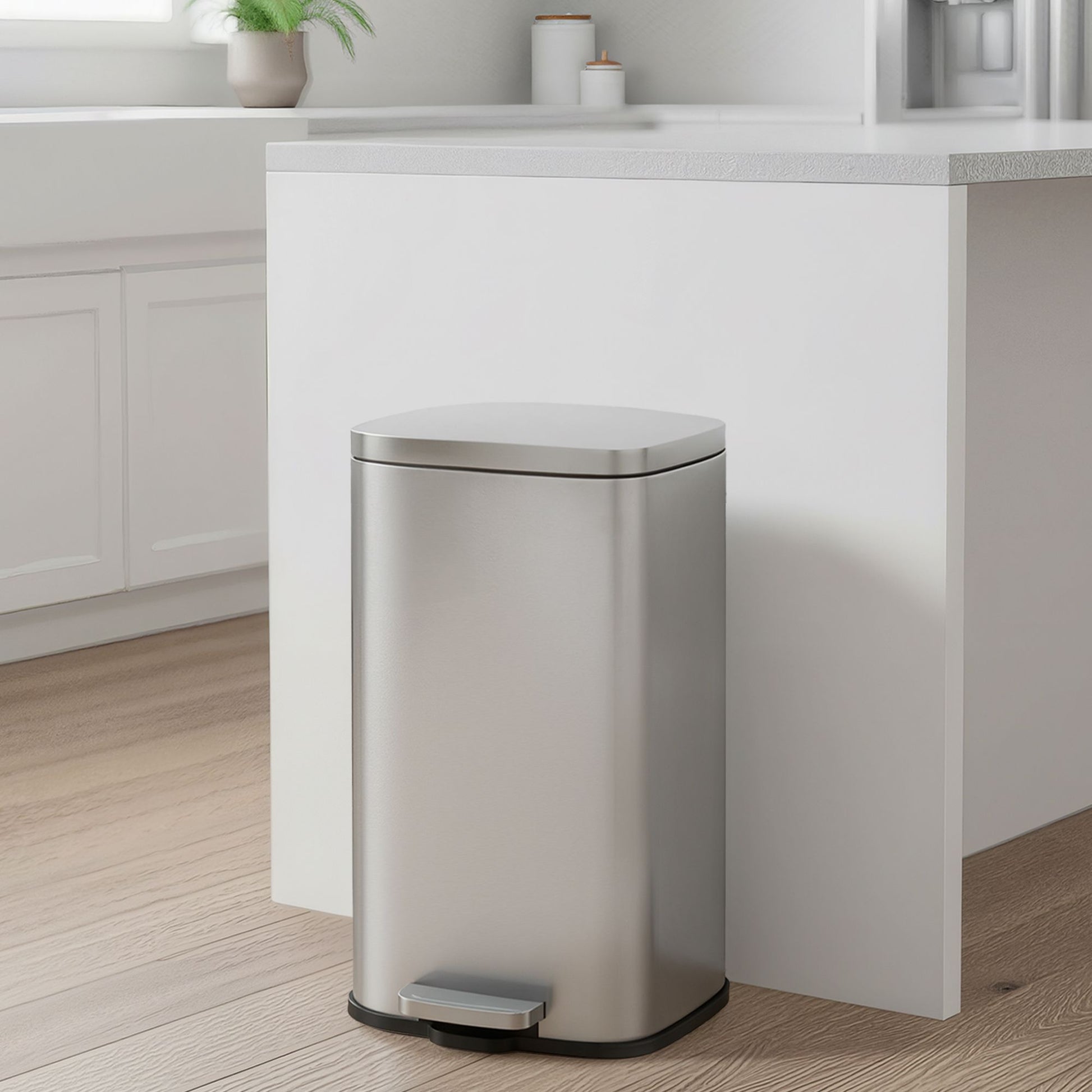 Pedal Rubbish Bin 30 L, Soft-Close Lid Kitchen Waste Bin with Inner Bucket, Steel, for Home, Green - image 22