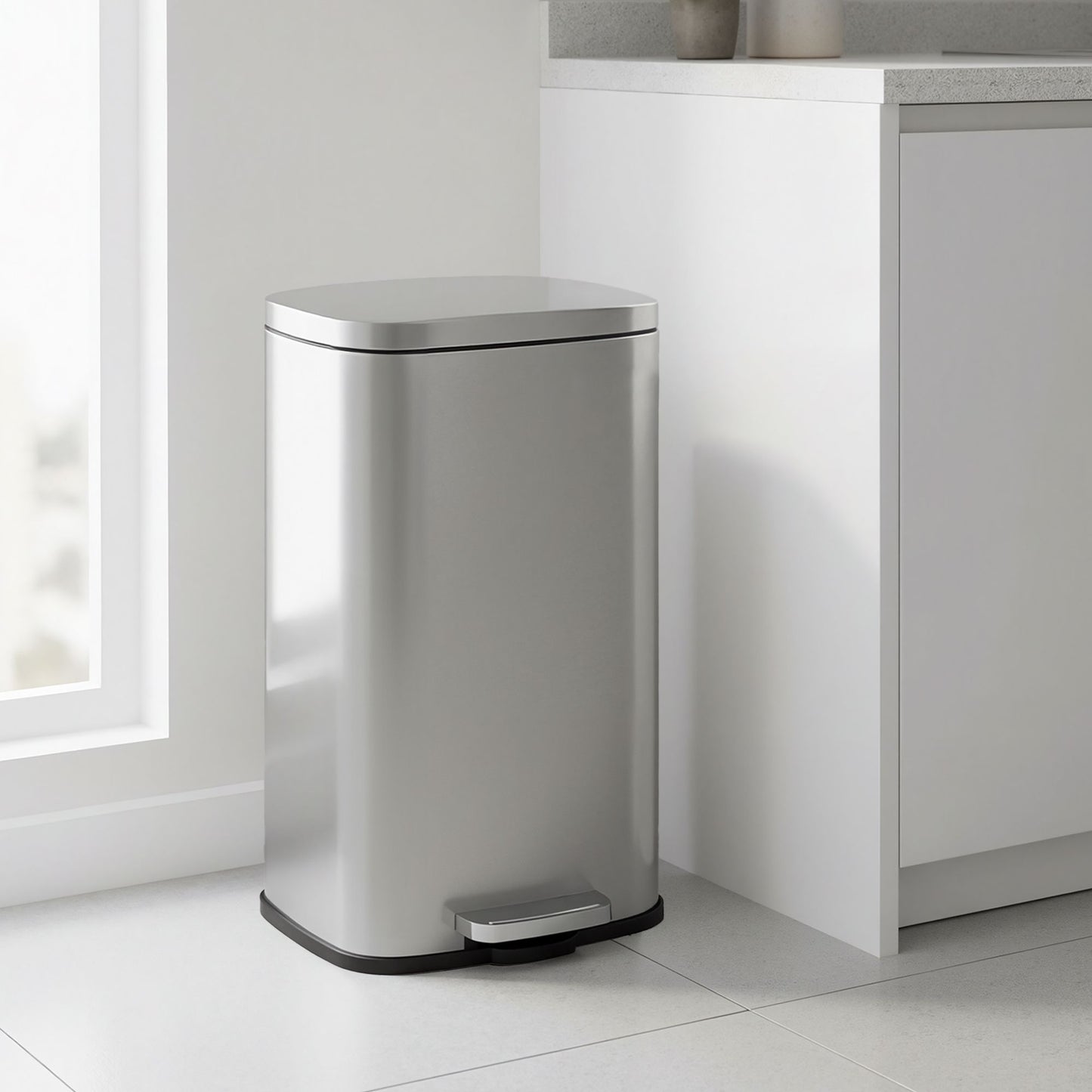 Pedal Rubbish Bin 30 L, Soft-Close Lid Kitchen Waste Bin with Inner Bucket, Steel, for Home, Green - image 23