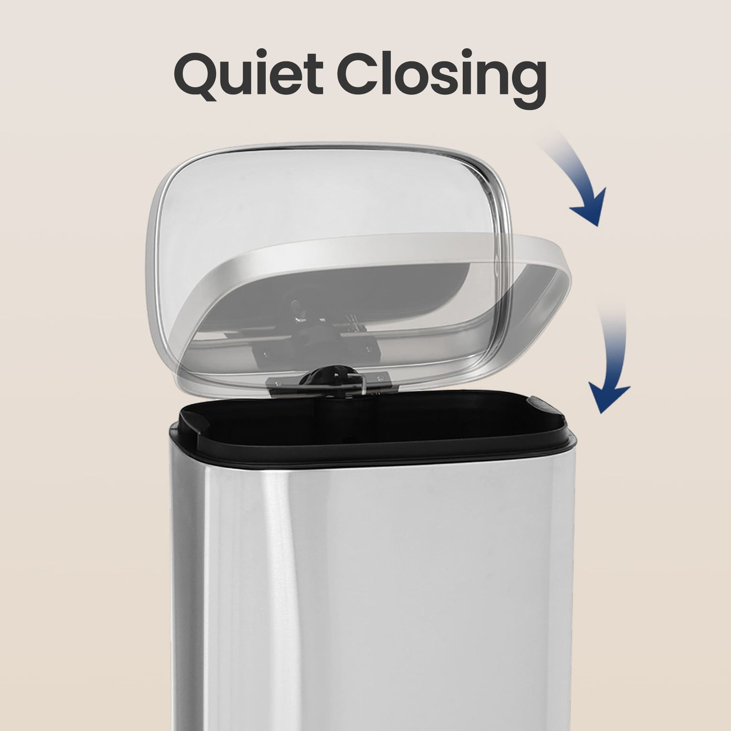 8- Gallon Silver Step-Open Trash Can with Plastic Inner Bucket