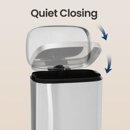 8- Gallon Silver Step-Open Trash Can with Plastic Inner Bucket