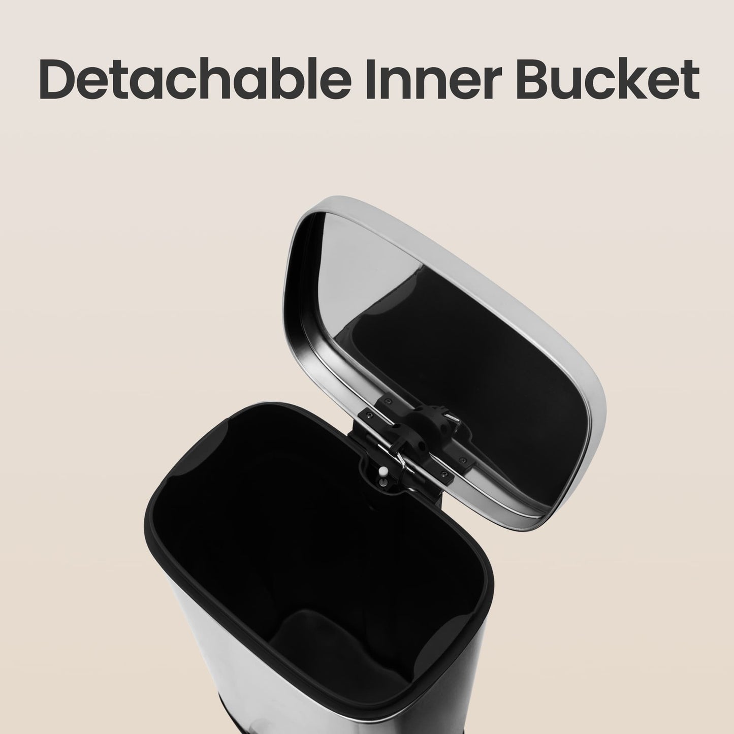8- Gallon Silver Step-Open Trash Can with Plastic Inner Bucket