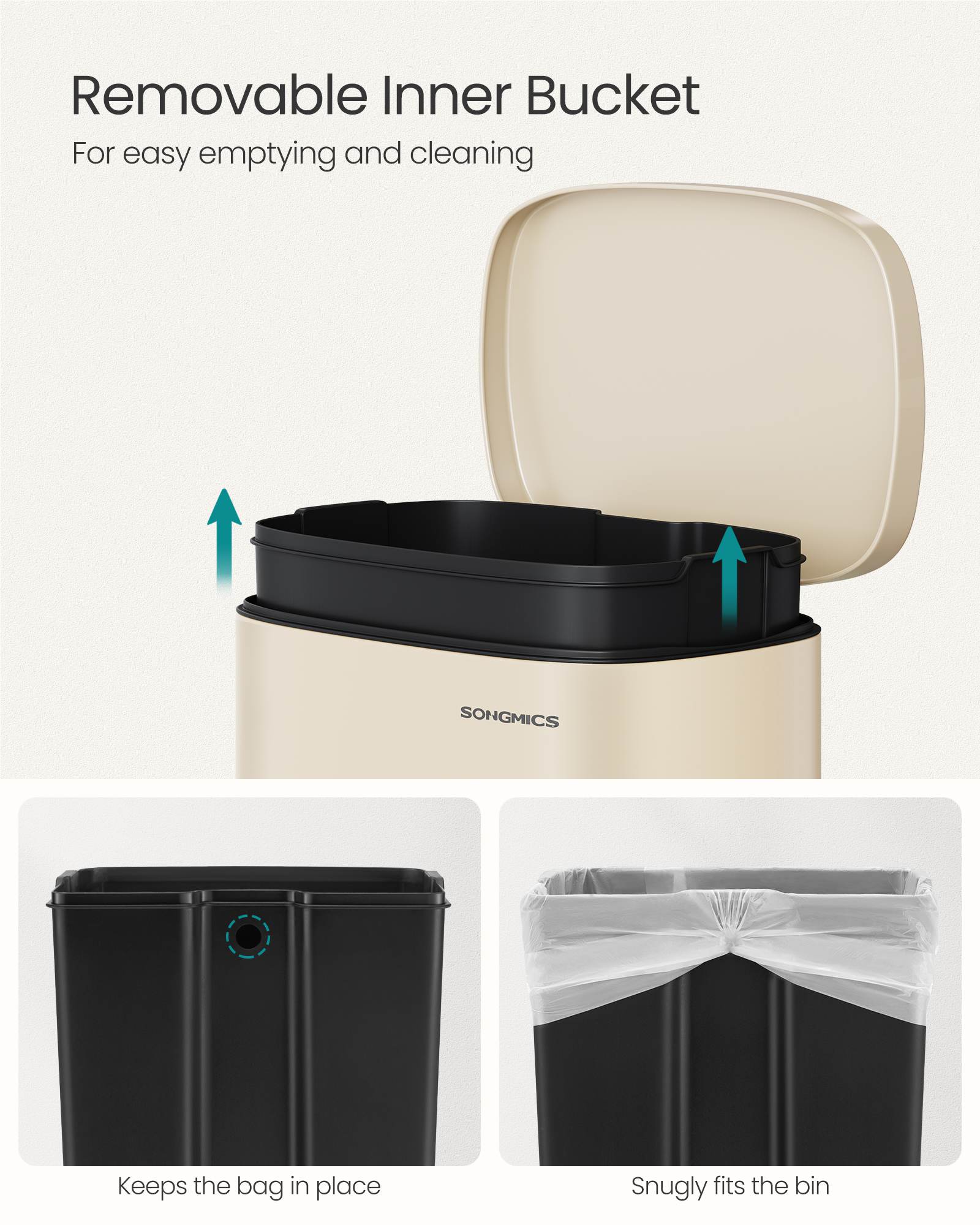 13 Gallon White Step Trash Can with Hinged Lid for Kitchen - HWLEXTRA 