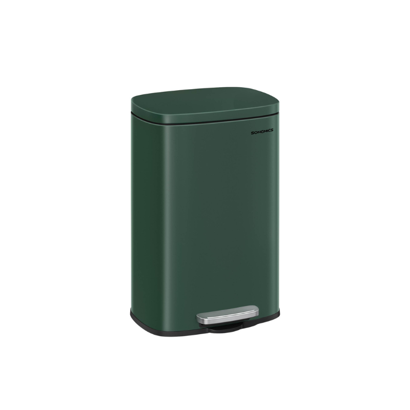 13 Gallon White Step Trash Can with Hinged Lid for Kitchen - HWLEXTRA 