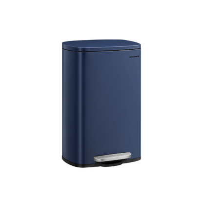 13 Gallon White Step Trash Can with Hinged Lid for Kitchen - HWLEXTRA 