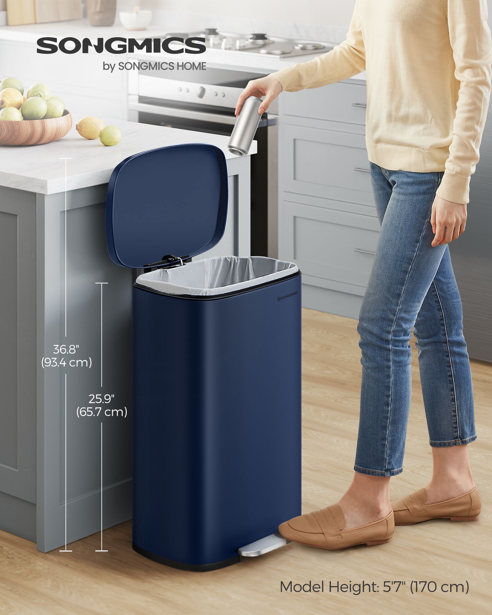 Kitchen Pedal Bin 50L Ink Black - image 9