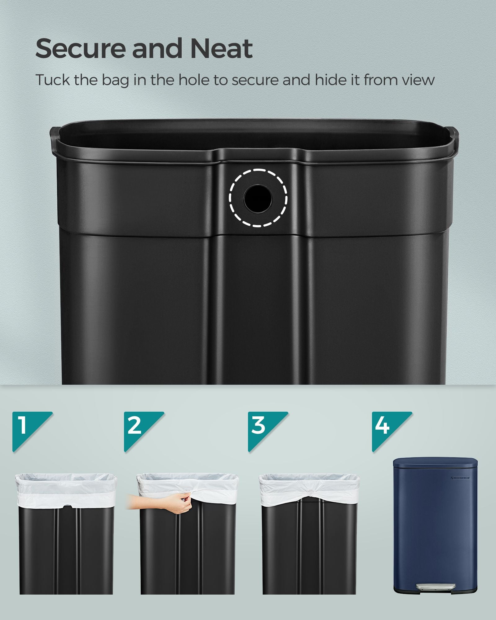Kitchen Pedal Bin 50L Ink Black - image 12
