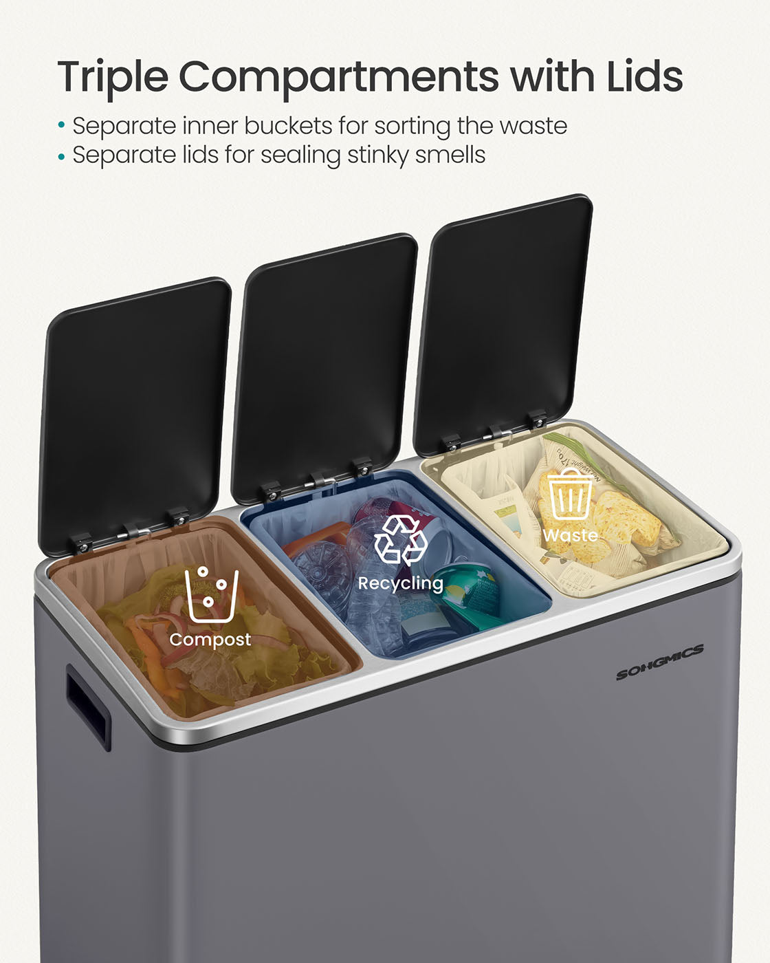 3 Compartments Dustbin - image 46
