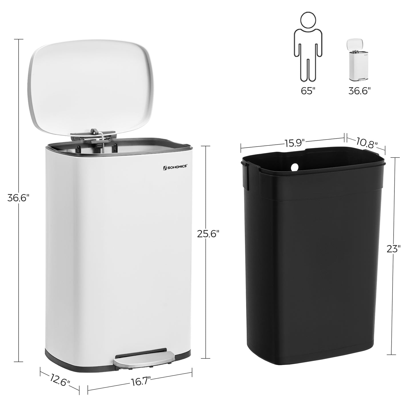 Kitchen Pedal Bin 50L Ink Black - image 36