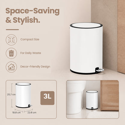 3L Bathroom Bin with Lid, Toilet Waste Bin, Soft Close - image 6