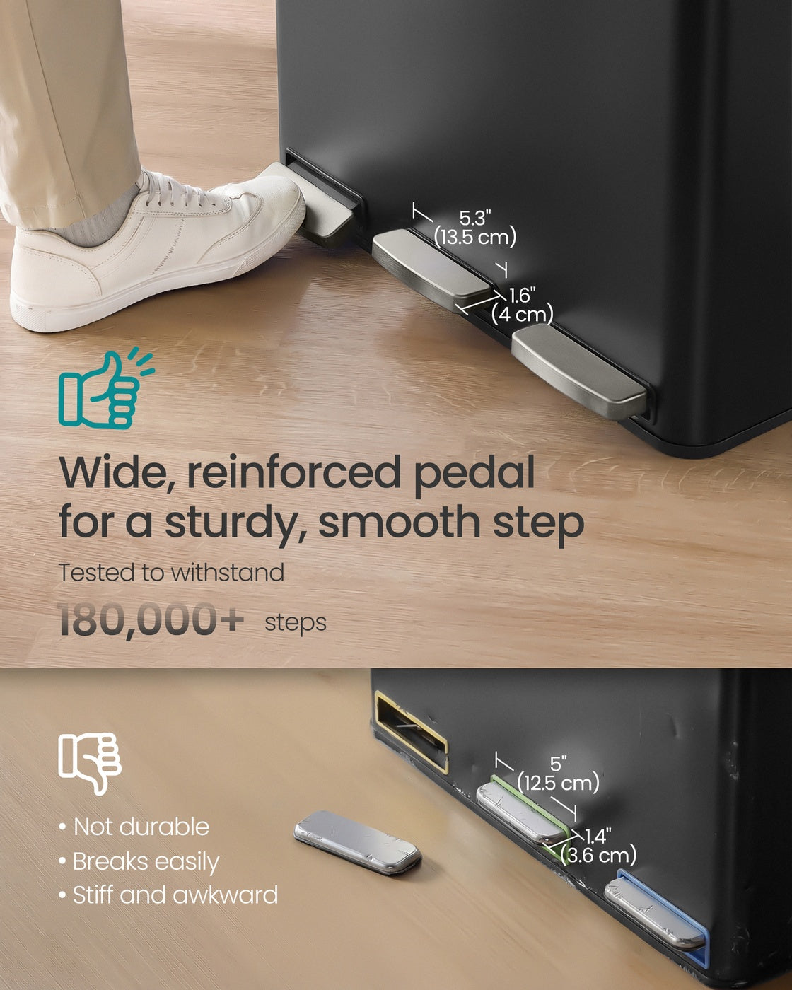 Stainless Steel Kitchen Bin with Three 15 L Compartments - image 11