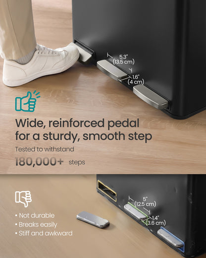 Stainless Steel Kitchen Bin with Three 15 L Compartments - image 11