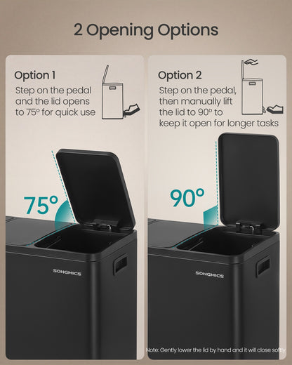 Stainless Steel Kitchen Bin with Three 15 L Compartments - image 12