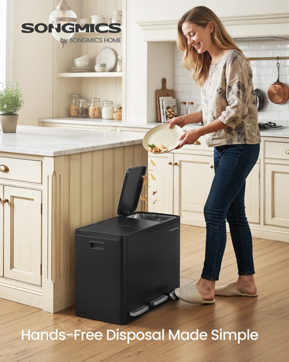 Stainless Steel Kitchen Bin with Three 15 L Compartments - image 15