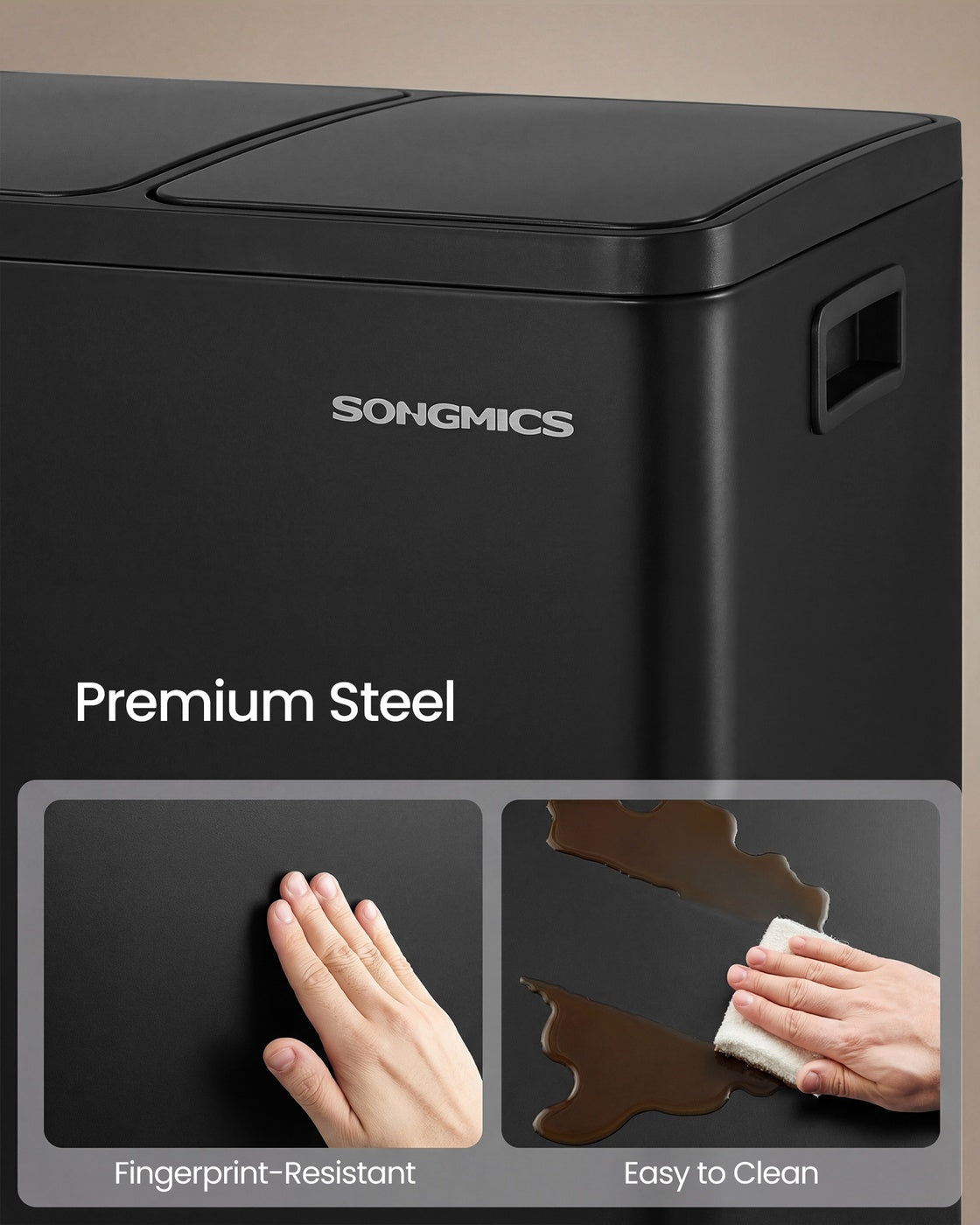 Stainless Steel Kitchen Bin with Three 15 L Compartments - image 16