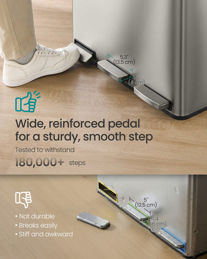 Stainless Steel Kitchen Bin with Three 15 L Compartments - image 3