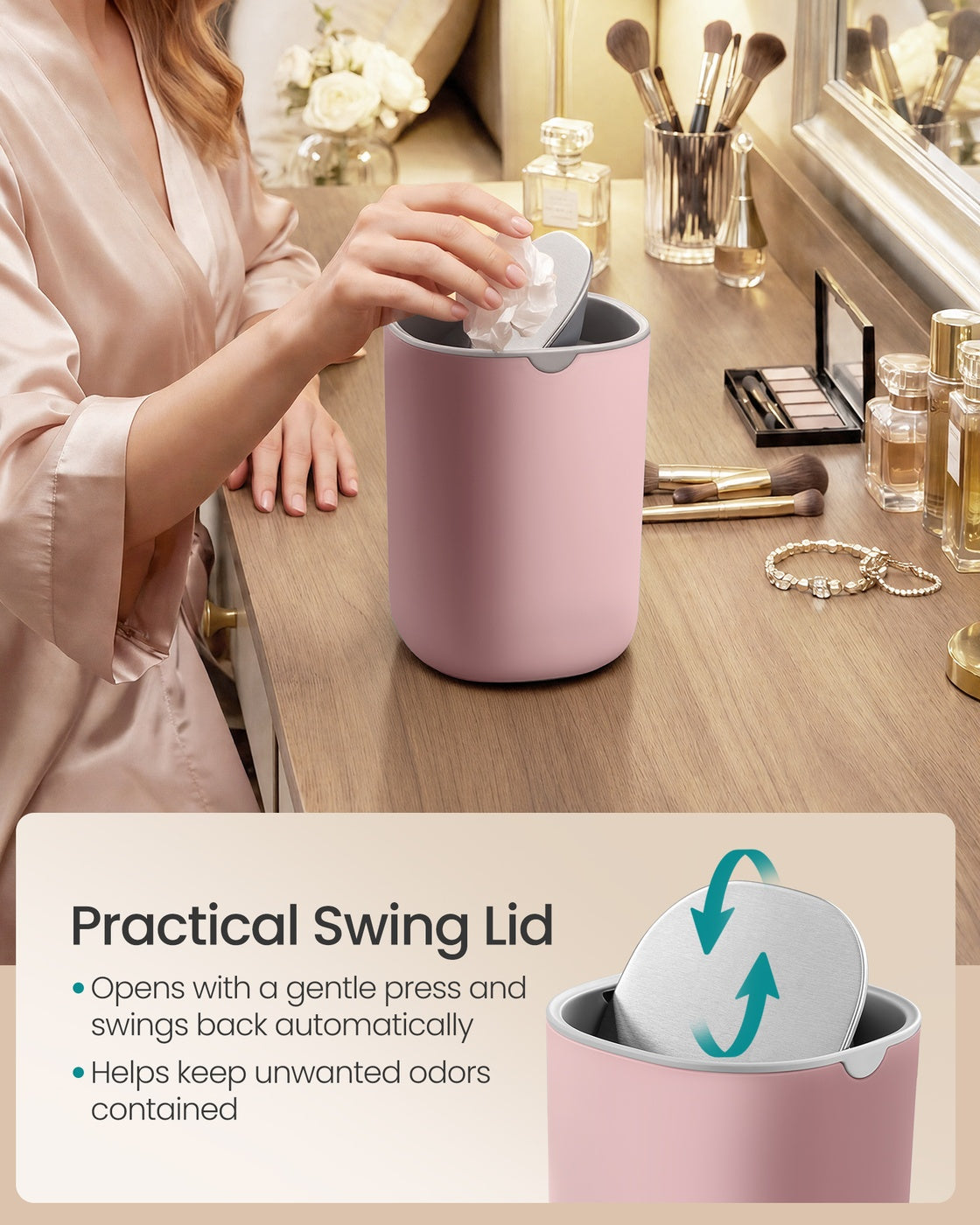 Mini Desk Trash Can with Lid - image 13