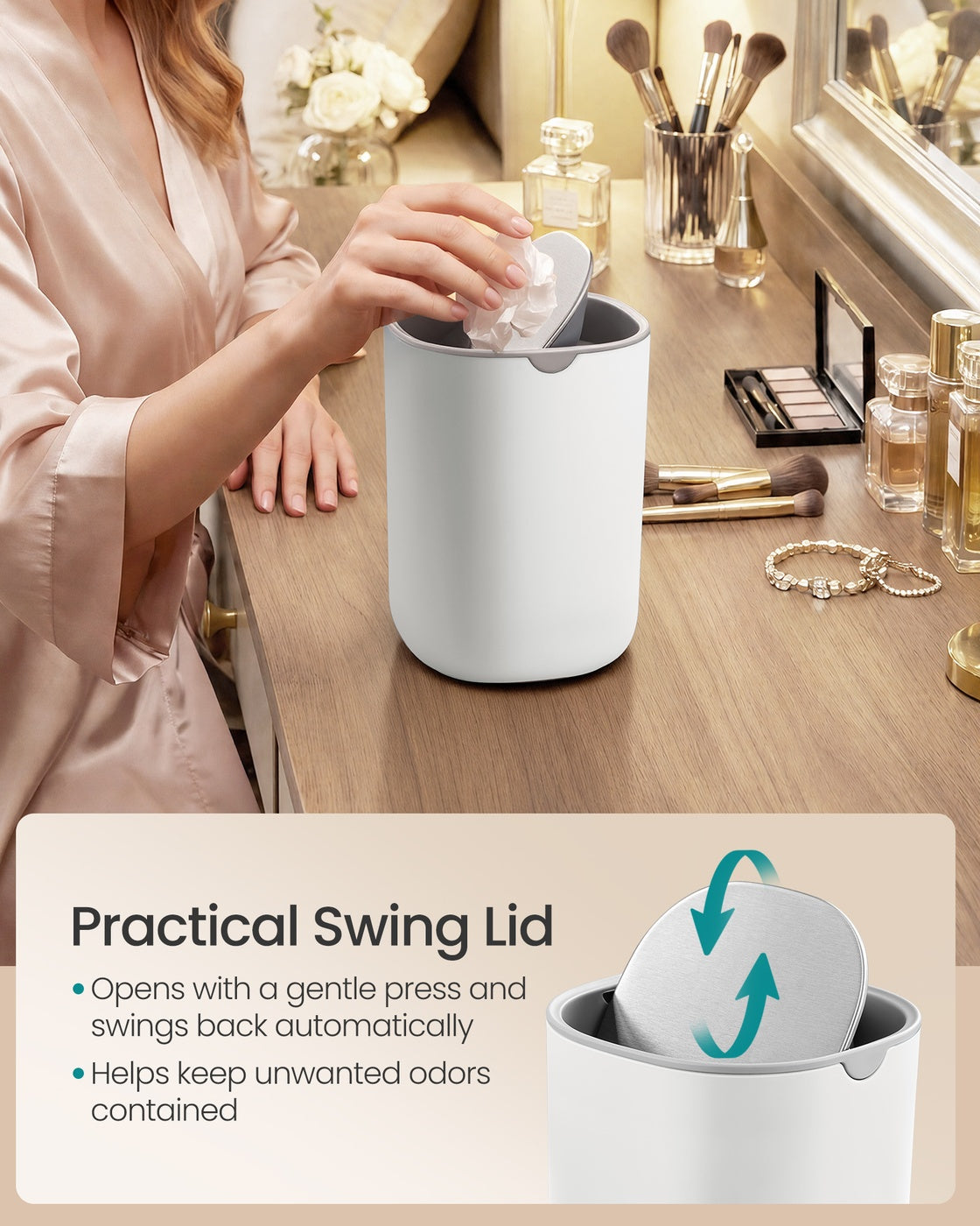 Mini Desk Trash Can with Lid - image 5
