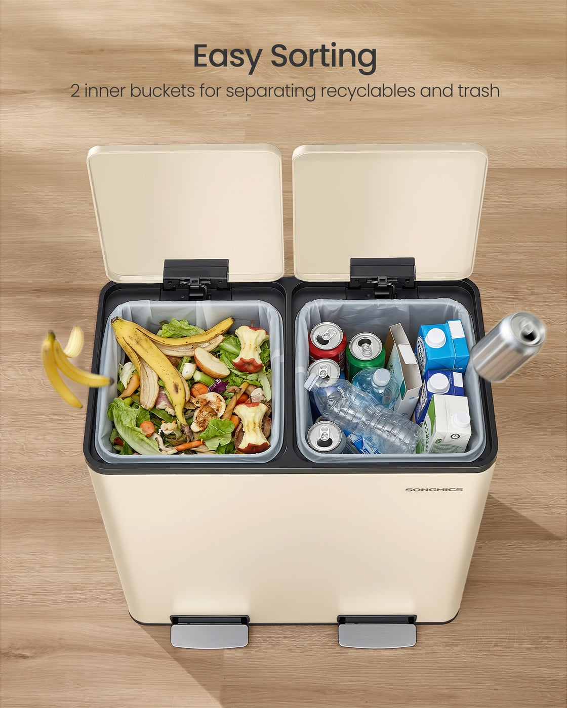 Double compartment stainless steel trash can for recycling - image 14