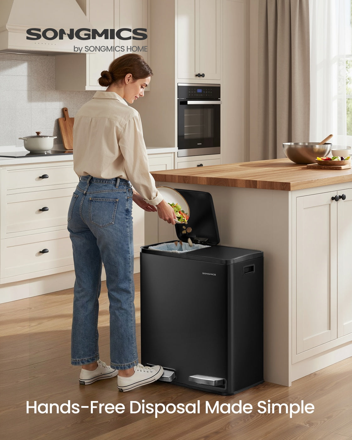 Double compartment stainless steel trash can for recycling - image 2