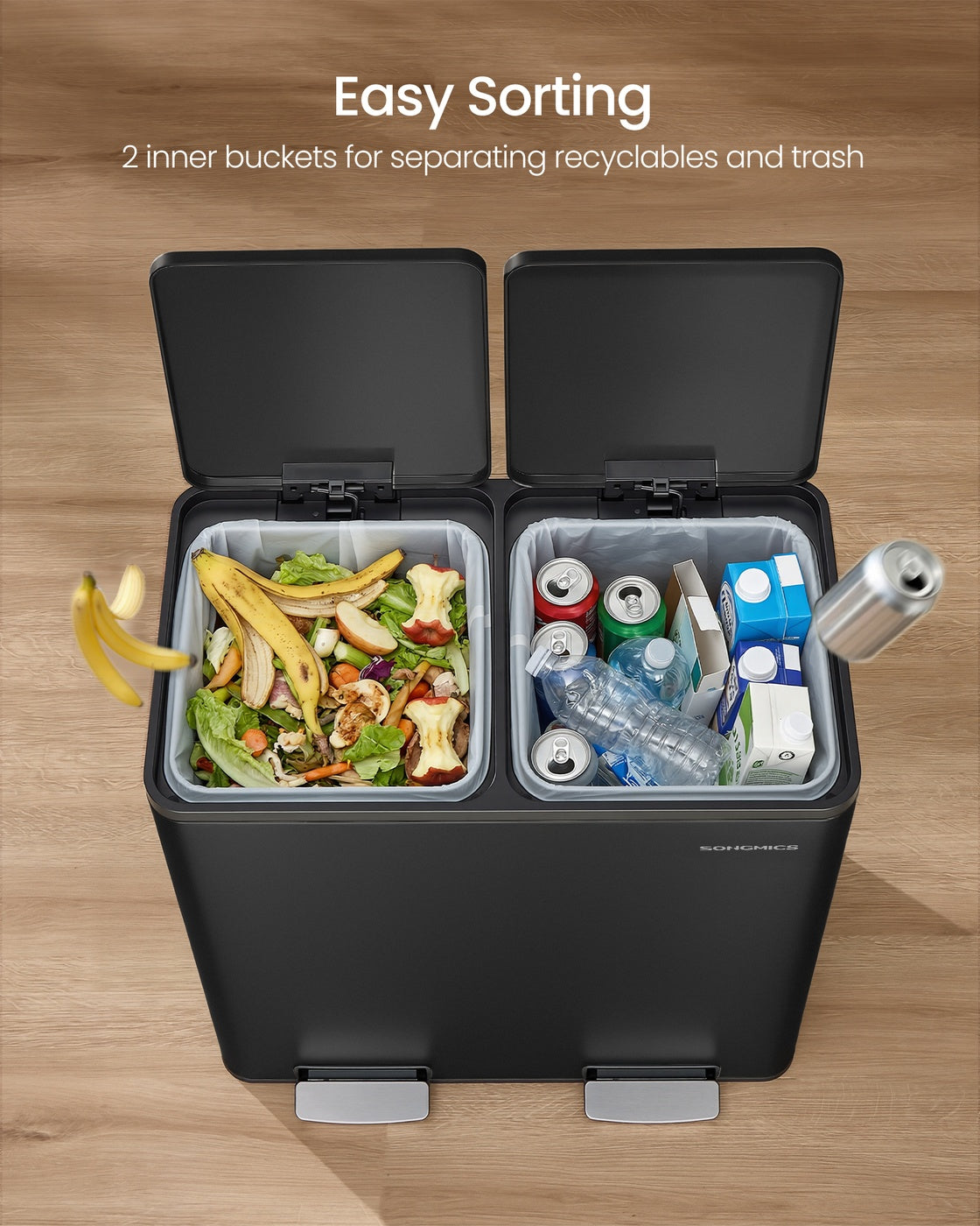 Steel Kitchen Bin with Two 30 L Compartments - image 6