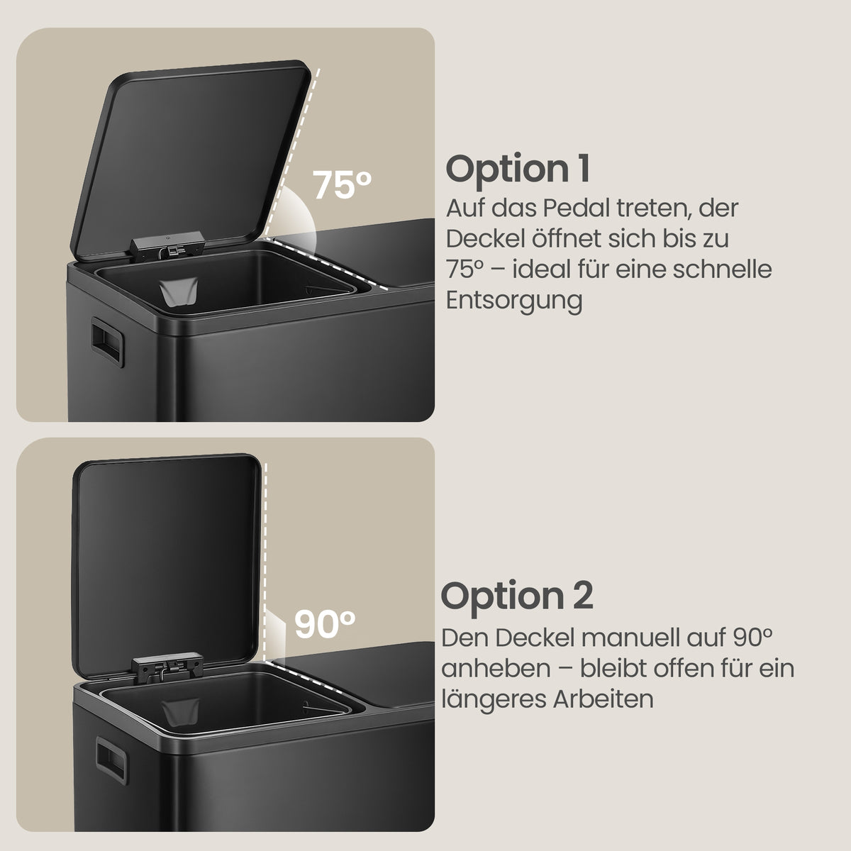 Steel Kitchen Bin with Two 30 L Compartments