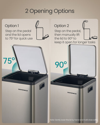 Double compartment stainless steel trash can for recycling - image 20