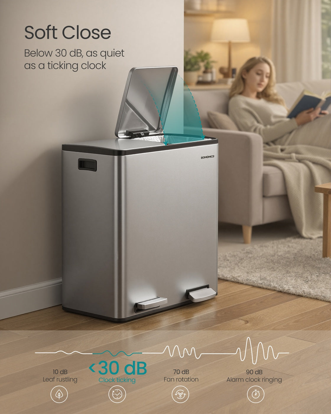 Steel Kitchen Bin with Two 30 L Compartments - image 13