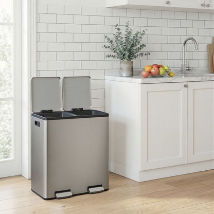 Steel Kitchen Bin with Two 30 L Compartments