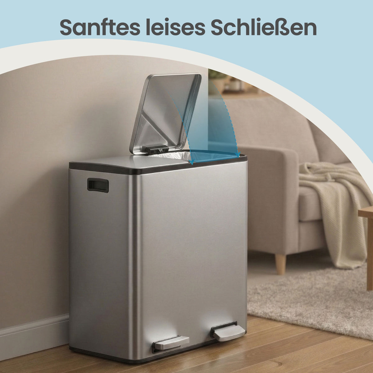 Steel Kitchen Bin with Two 30 L Compartments