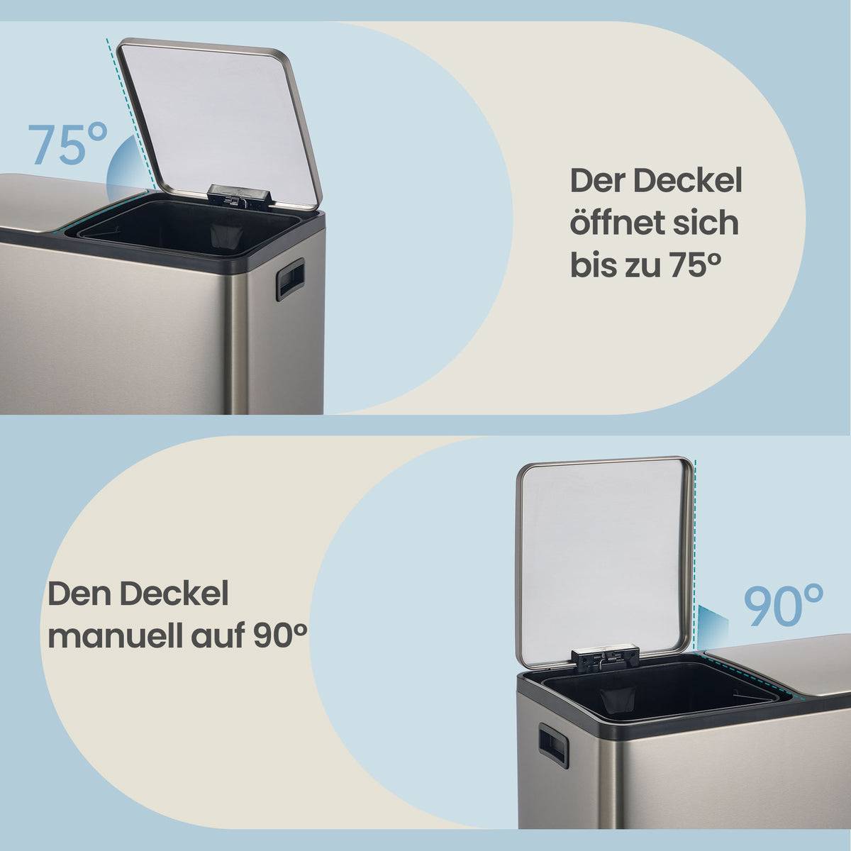 Steel Kitchen Bin with Two 30 L Compartments