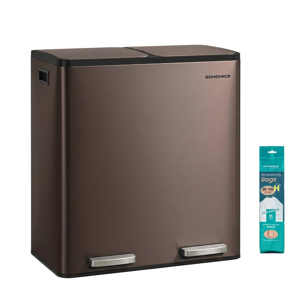 Double compartment stainless steel trash can for recycling - image 33