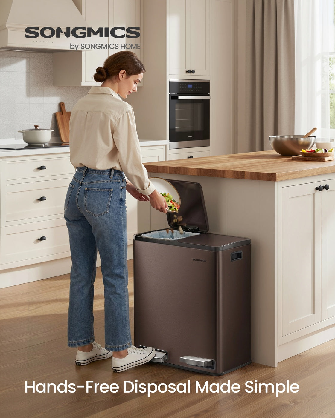 Double compartment stainless steel trash can for recycling - image 34