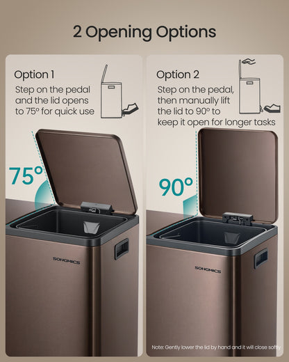 Double compartment stainless steel trash can for recycling - image 36