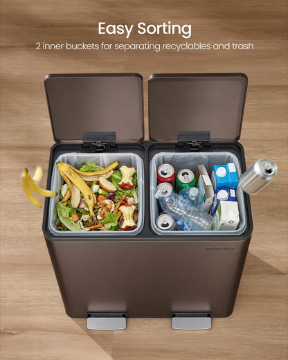 Double compartment stainless steel trash can for recycling - image 38