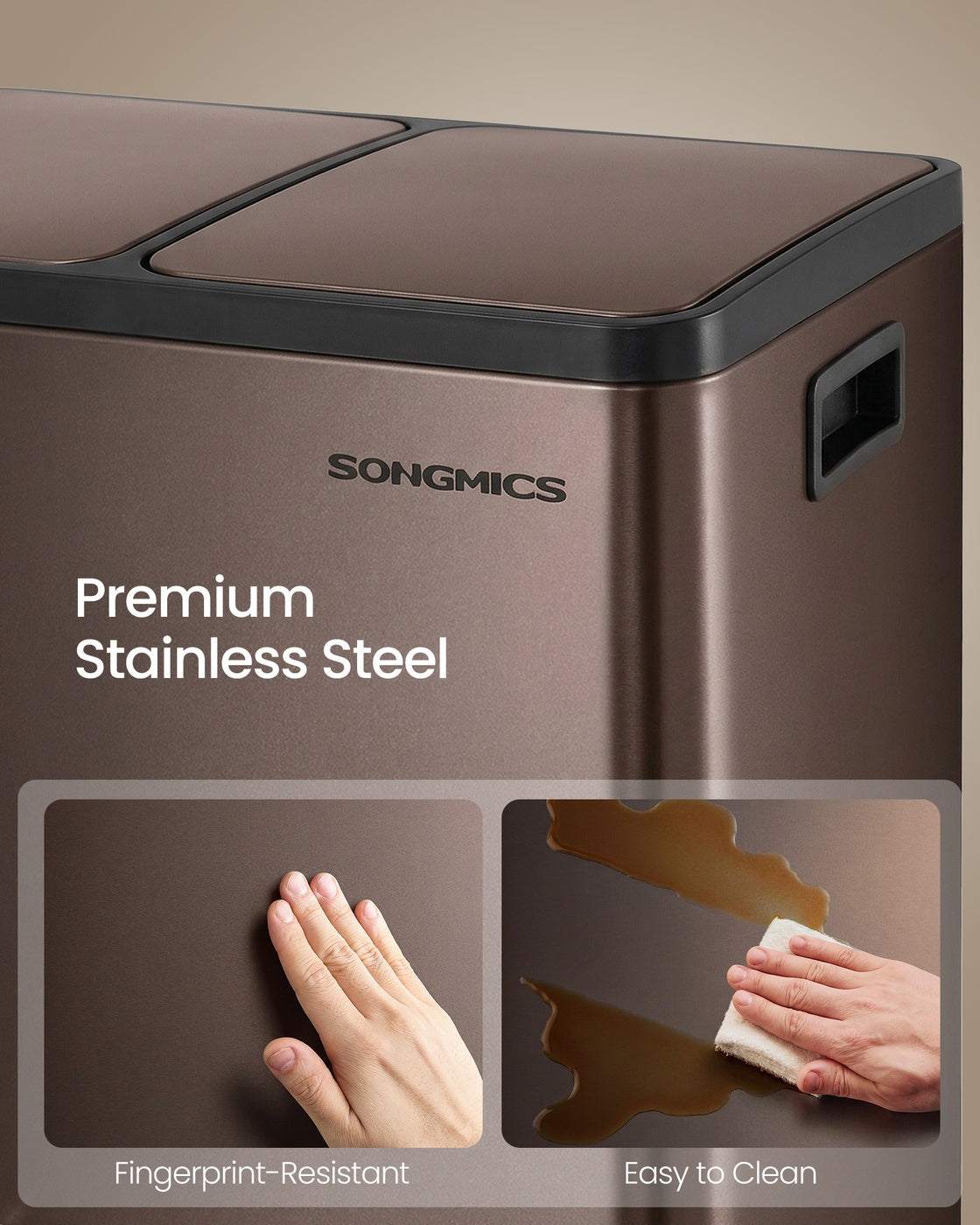 Double compartment stainless steel trash can for recycling - image 39