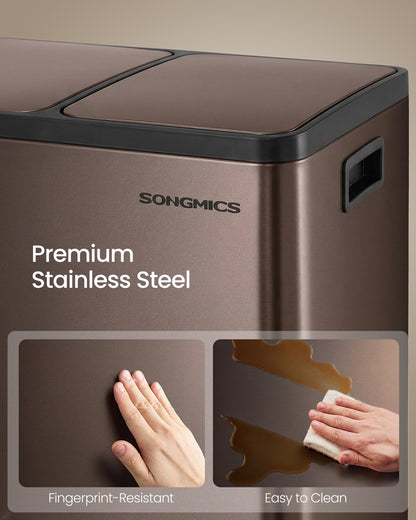 Double compartment stainless steel trash can for recycling - image 39