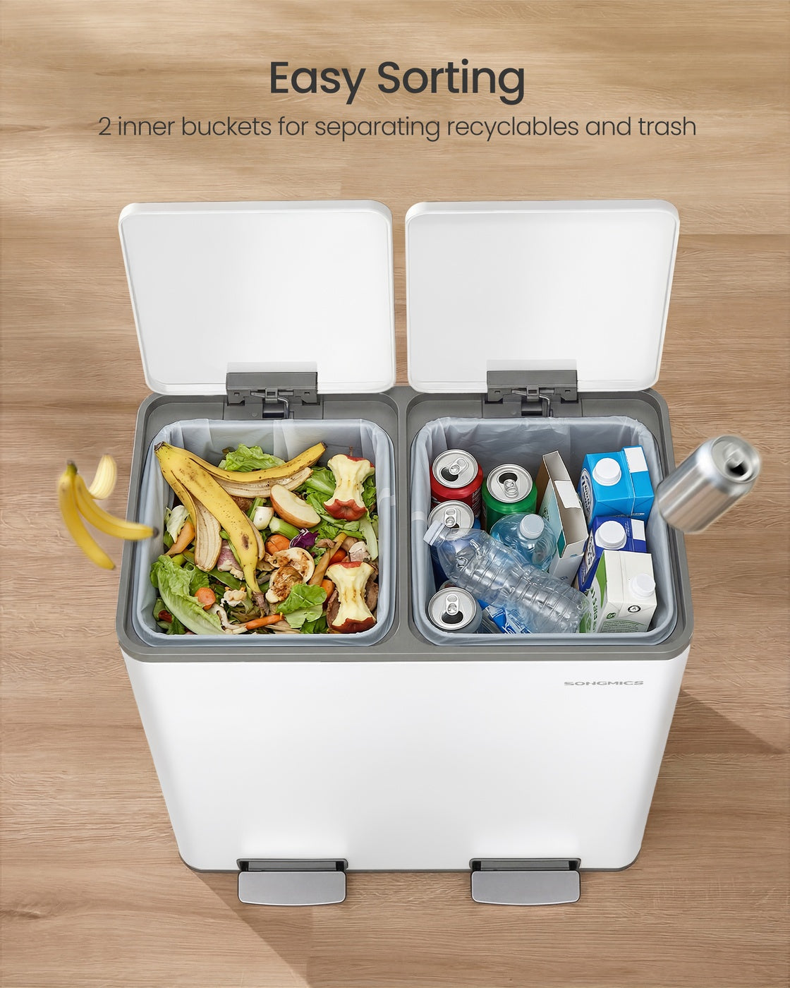 Double compartment stainless steel trash can for recycling - image 30