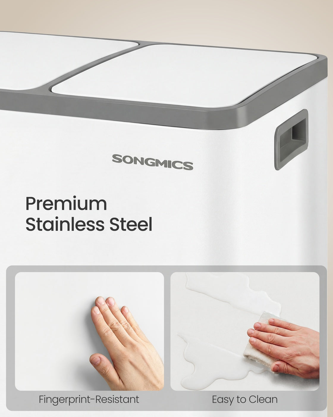 Double compartment stainless steel trash can for recycling - image 31