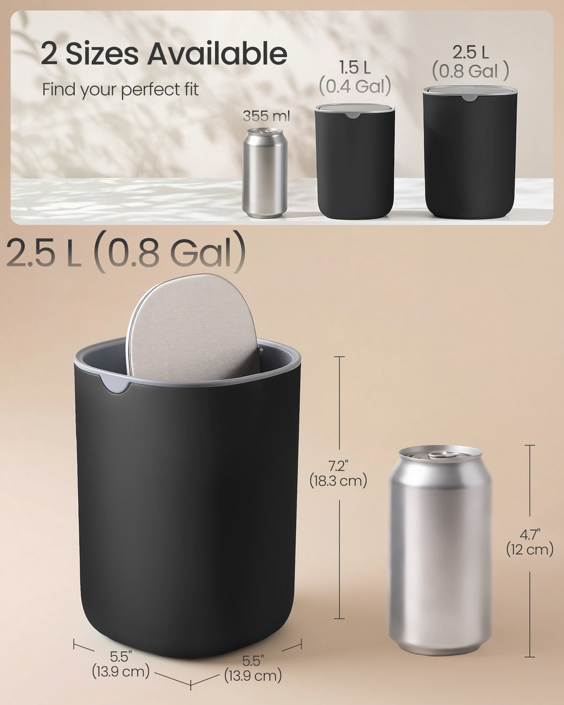Mini Desk Trash Can with Lid - image 3
