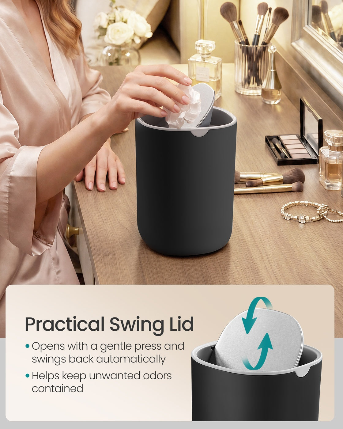 Mini Desk Trash Can with Lid - image 5
