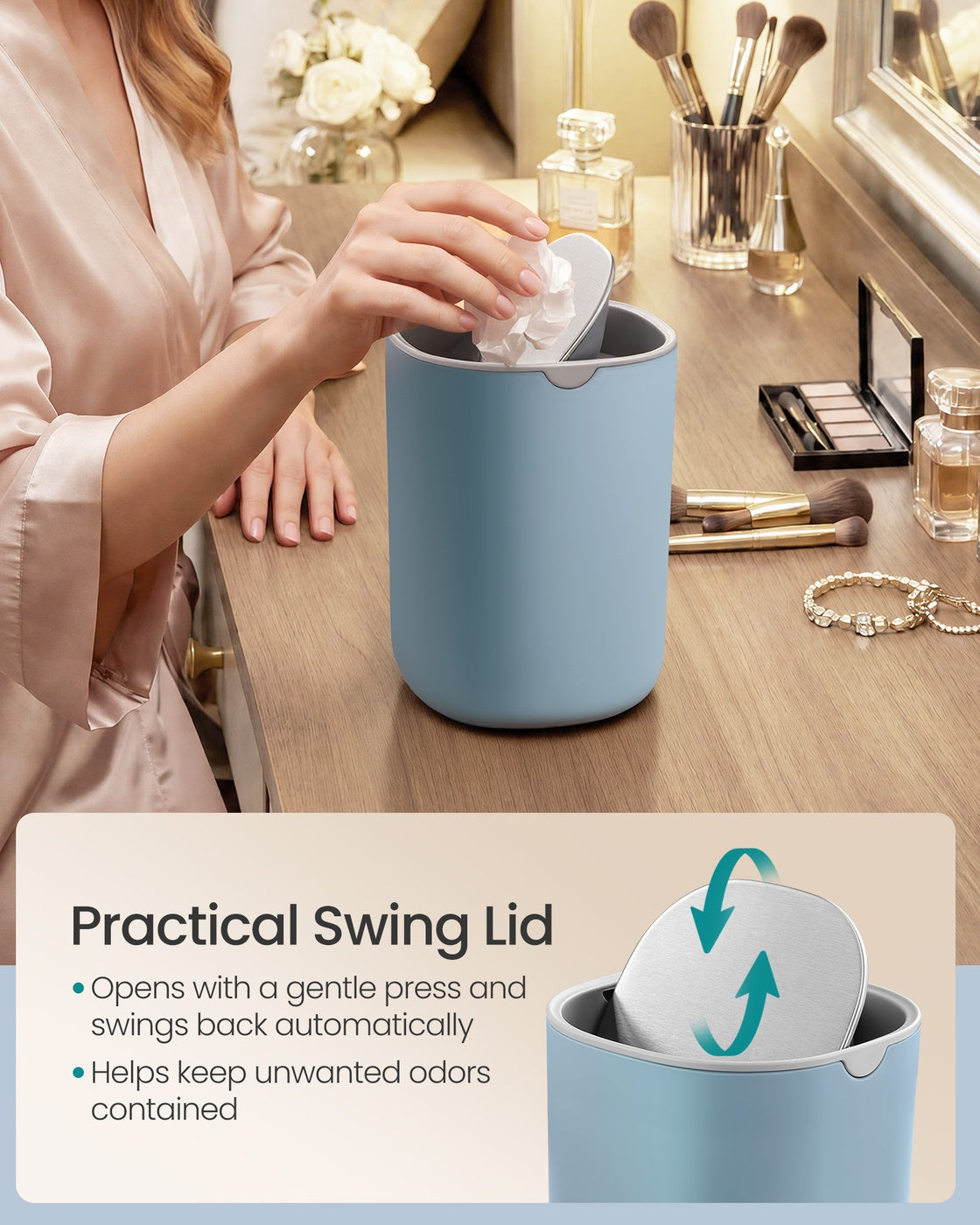 Mini Desk Trash Can with Lid - image 21