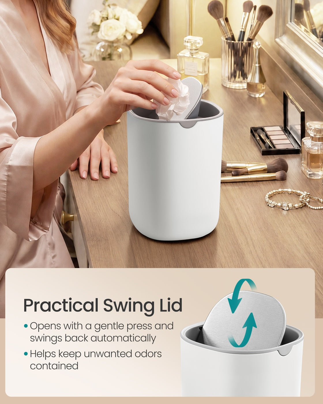 Mini Desk Trash Can with Lid - image 13
