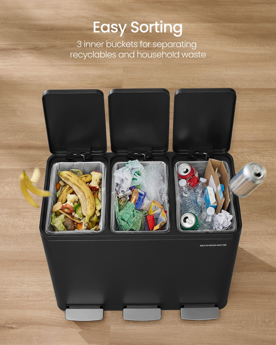 Steel Kitchen Bin with Three 18 L Compartments - image 6