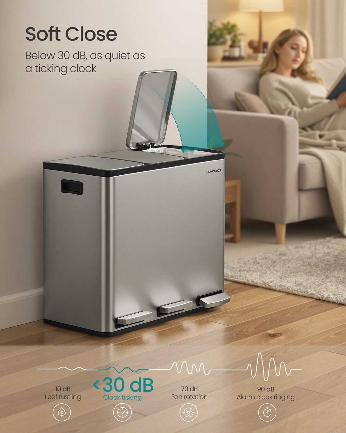 Steel Kitchen Bin with Three 18 L Compartments - image 13