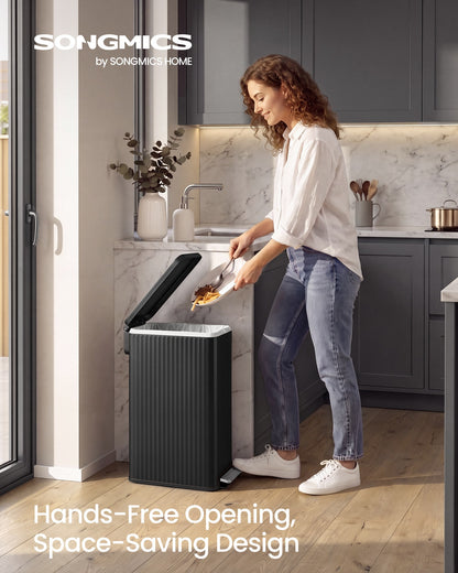 Slim stainless steel trash can with lid for kitchen - image 2