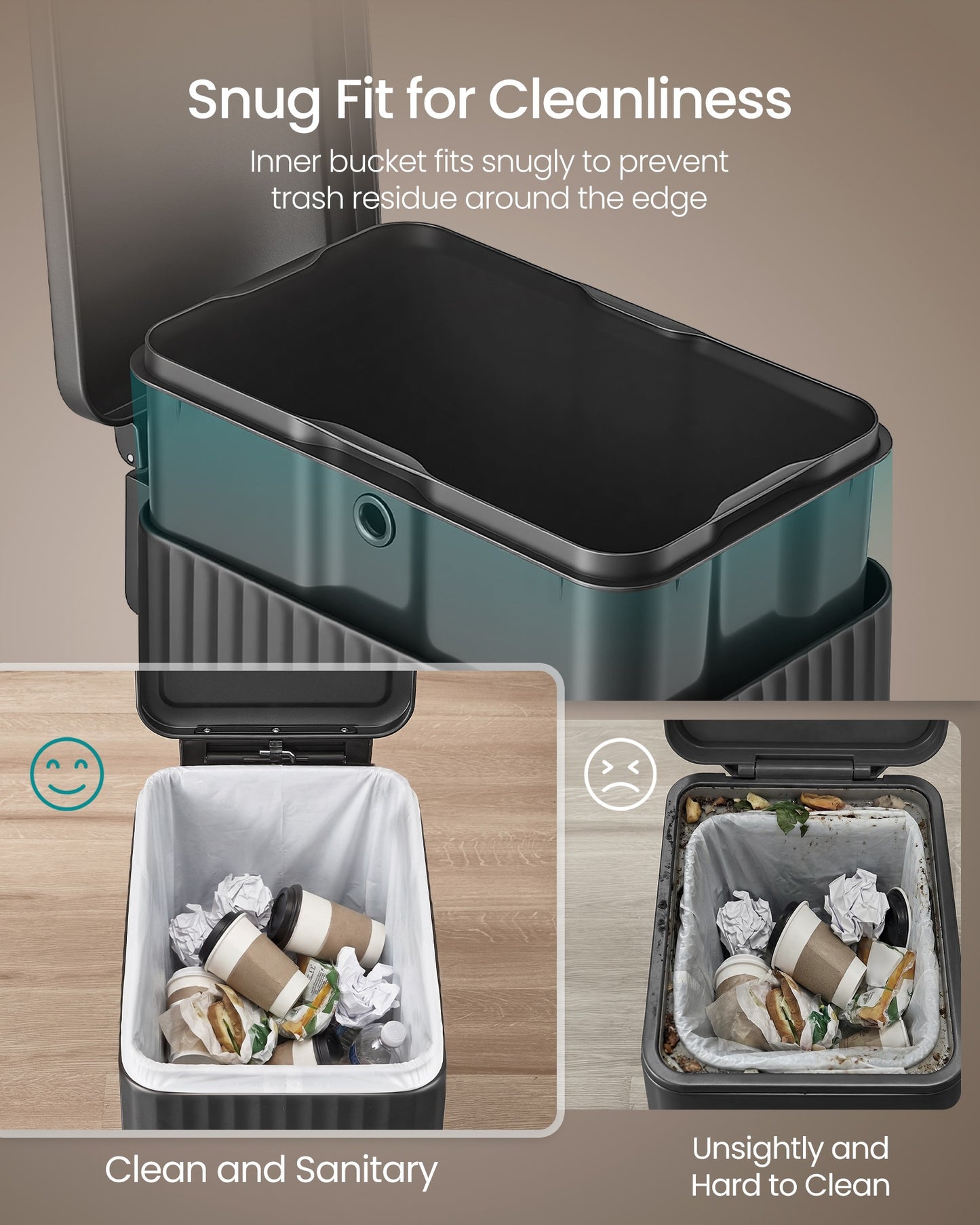 Slim stainless steel trash can with lid for kitchen - image 6