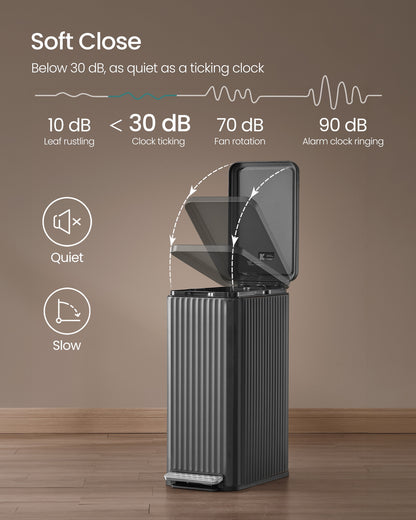 Slim stainless steel trash can with lid for kitchen - image 8