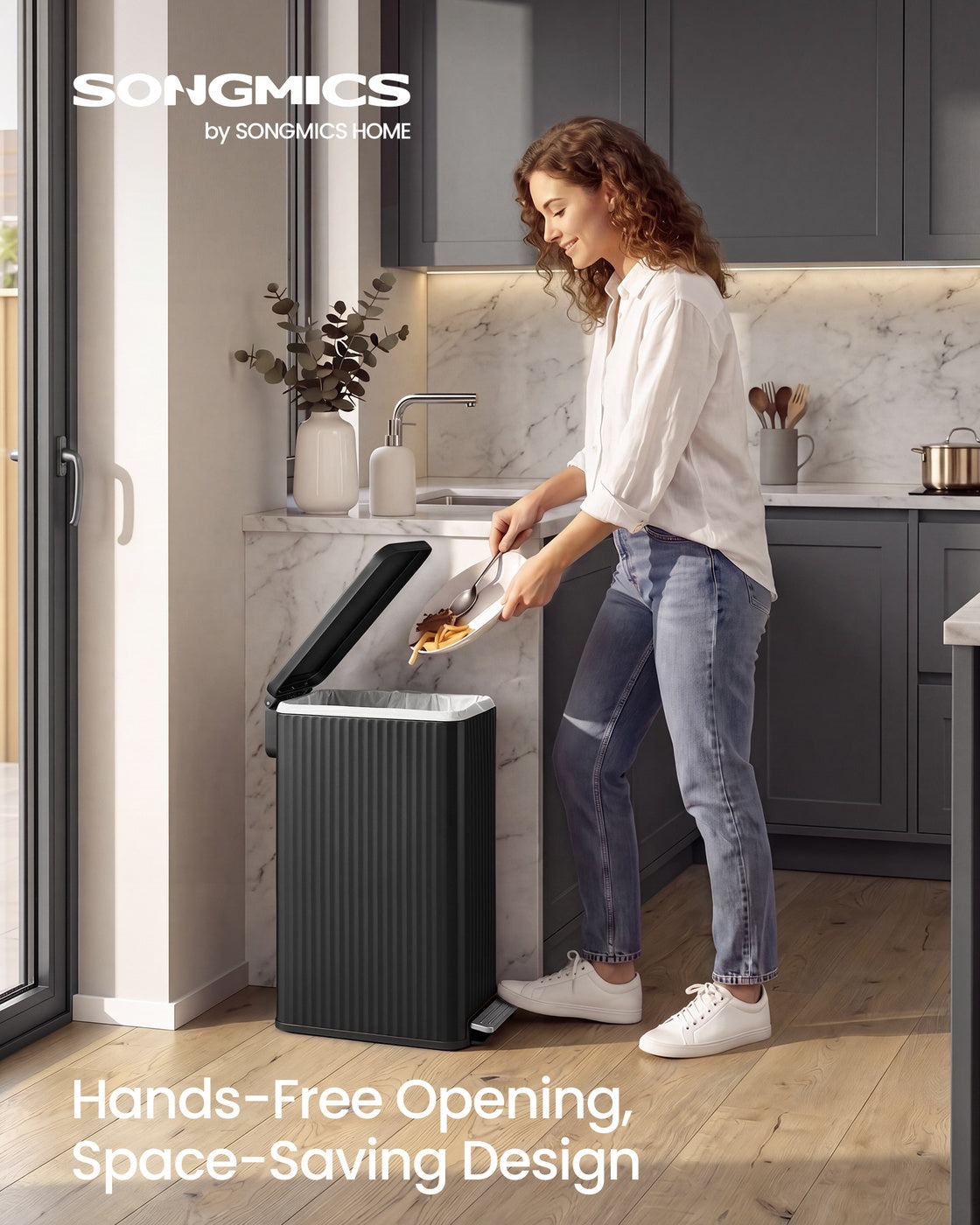 50 L Steel Kitchen Bin with Pedal and Soft-Close Lid - image 2