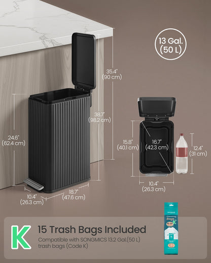 50 L Steel Kitchen Bin with Pedal and Soft-Close Lid - image 7